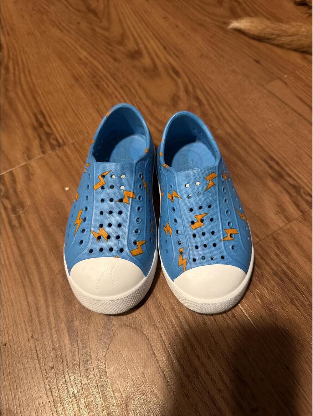 Kids Shoes Blue with Lightning Bolt Design